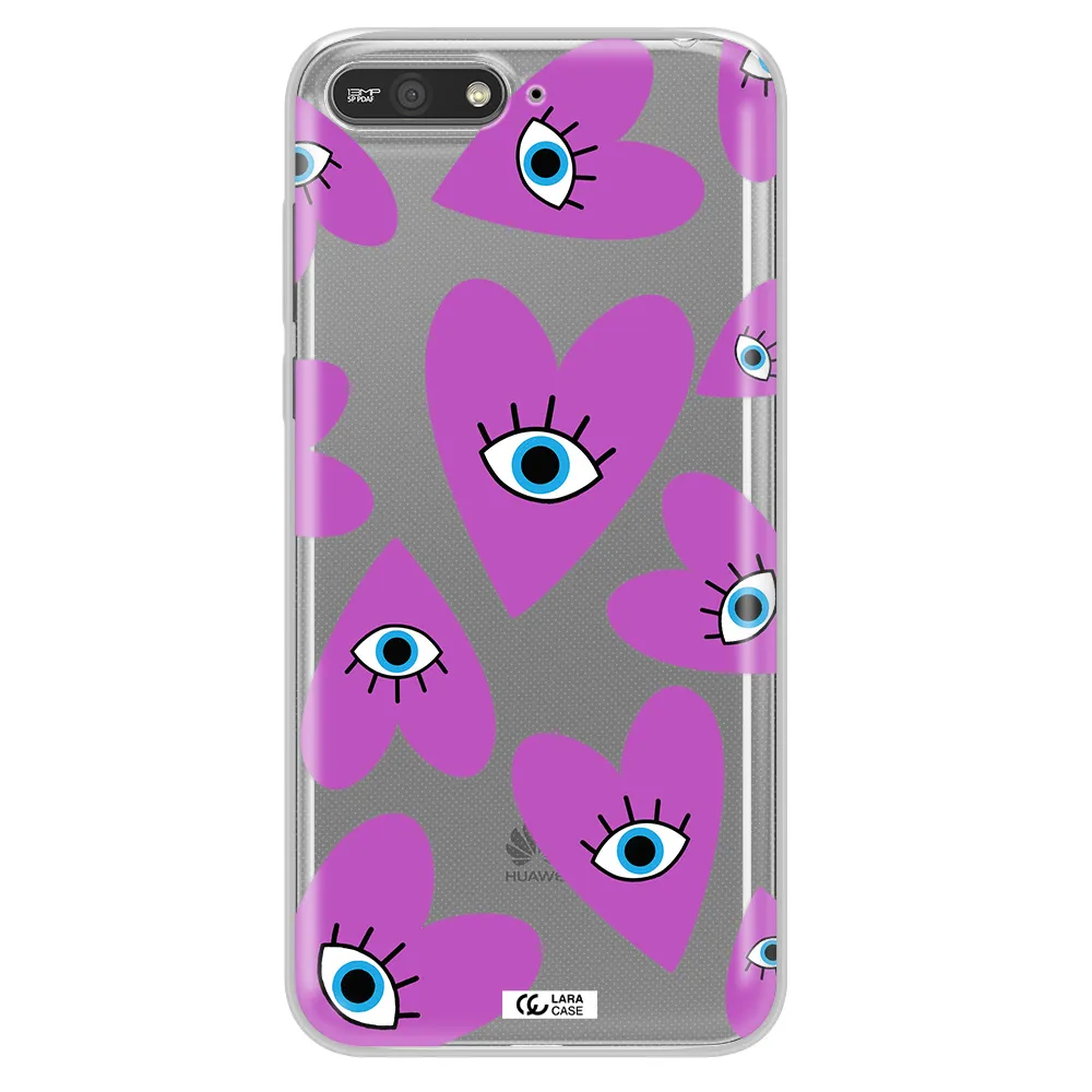 A Purple Heart With Eyes And A Black Eye Huawei Y6 2018 Clear Tpu Case