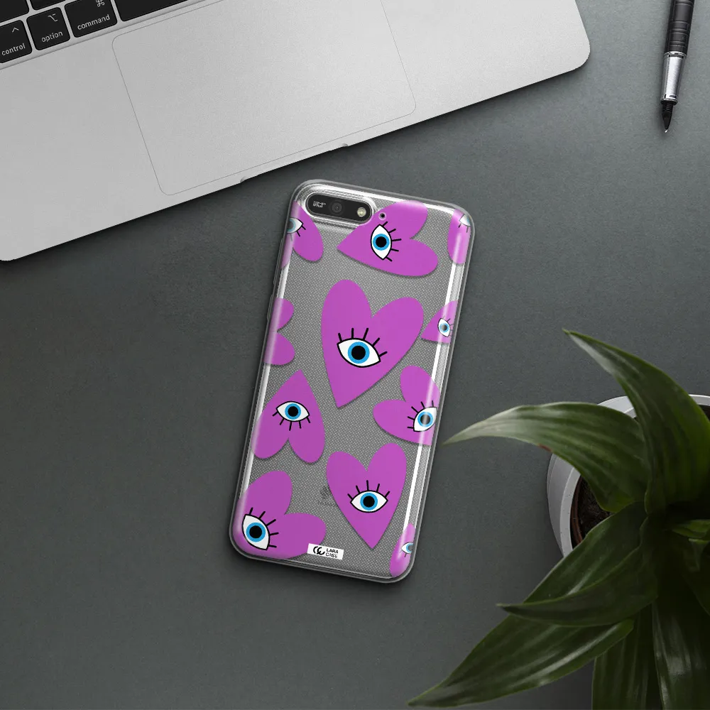A Purple Heart With Eyes And A Black Eye Huawei Y6 2018 Clear Tpu Case