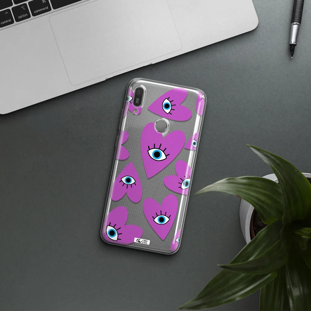 A Purple Heart With Eyes And A Black Eye Huawei Y6 2019 Clear Tpu Case