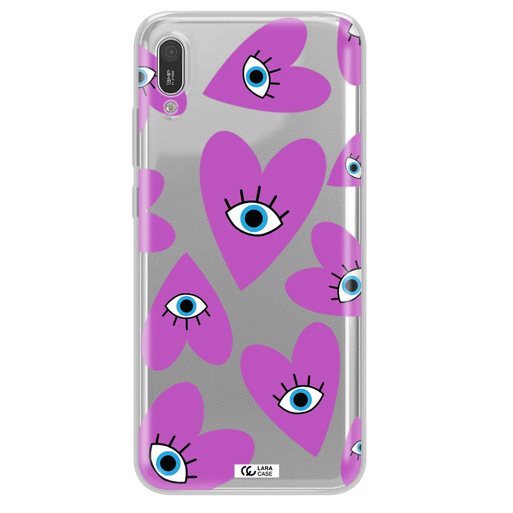 A Purple Heart With Eyes And A Black Eye Huawei Y6 Pro 2019 Clear Tpu Case