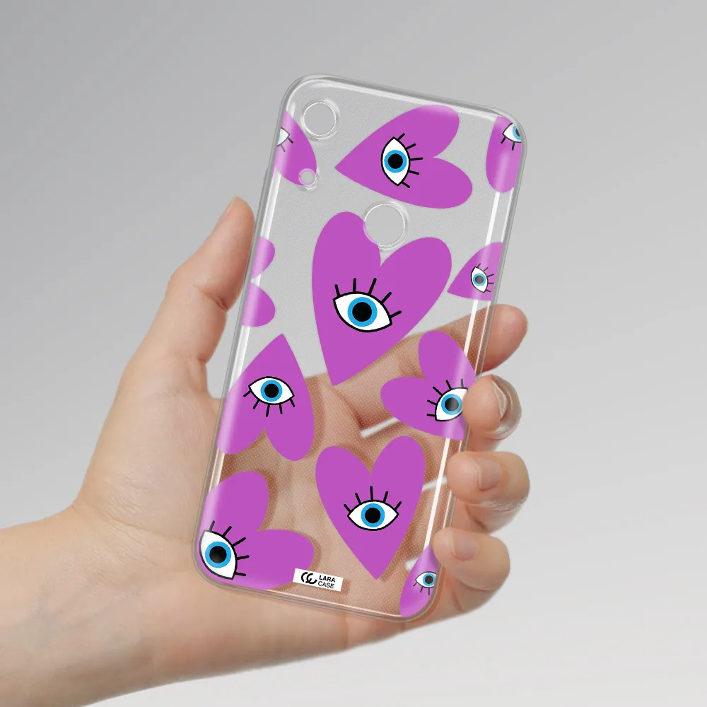 A Purple Heart With Eyes And A Black Eye Huawei Y6S Clear Tpu Case