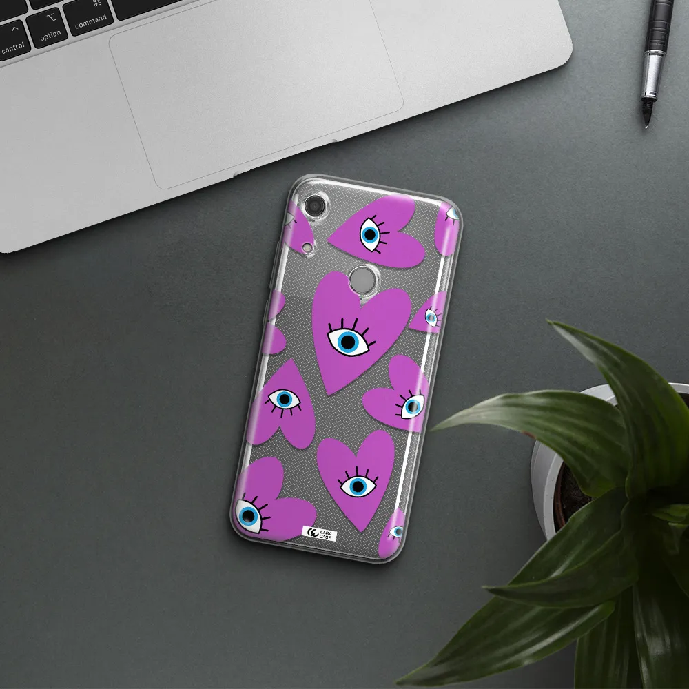 A Purple Heart With Eyes And A Black Eye Huawei Y6S Clear Tpu Case
