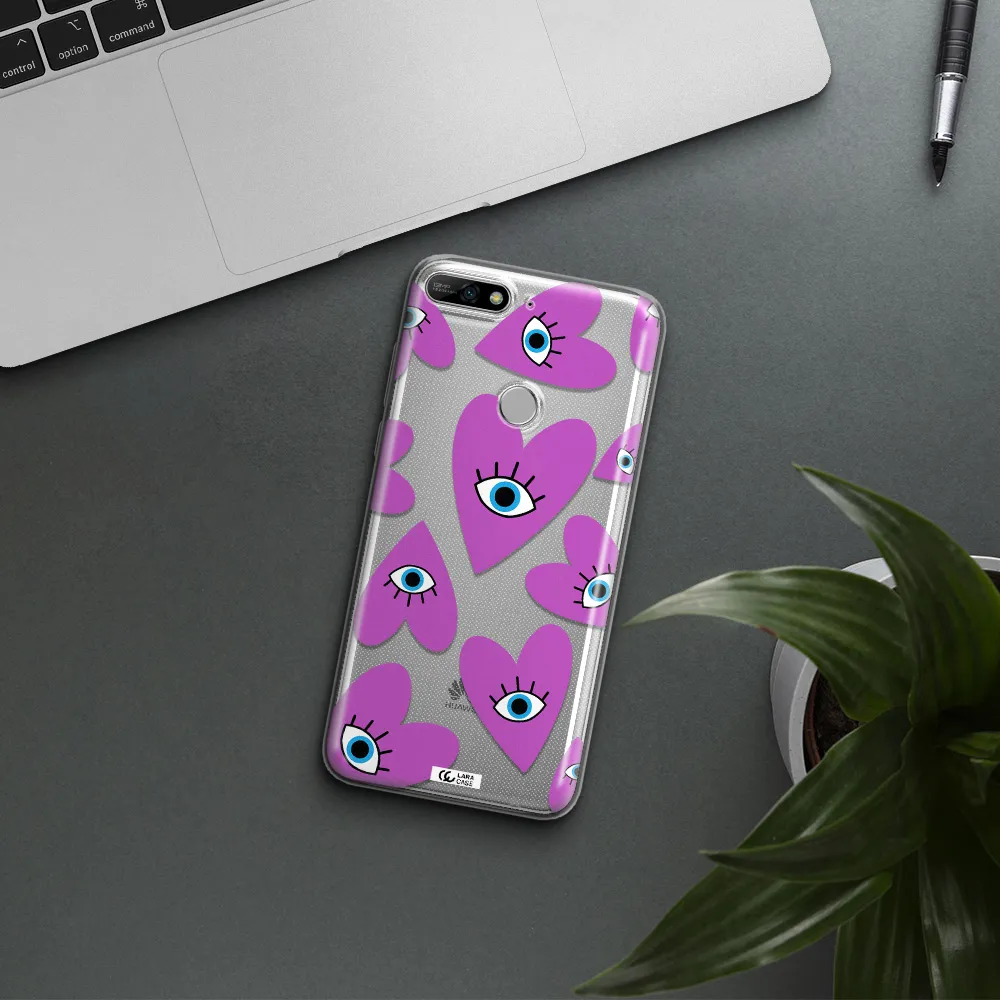 A Purple Heart With Eyes And A Black Eye Huawei Y7 2018 Clear Tpu Case