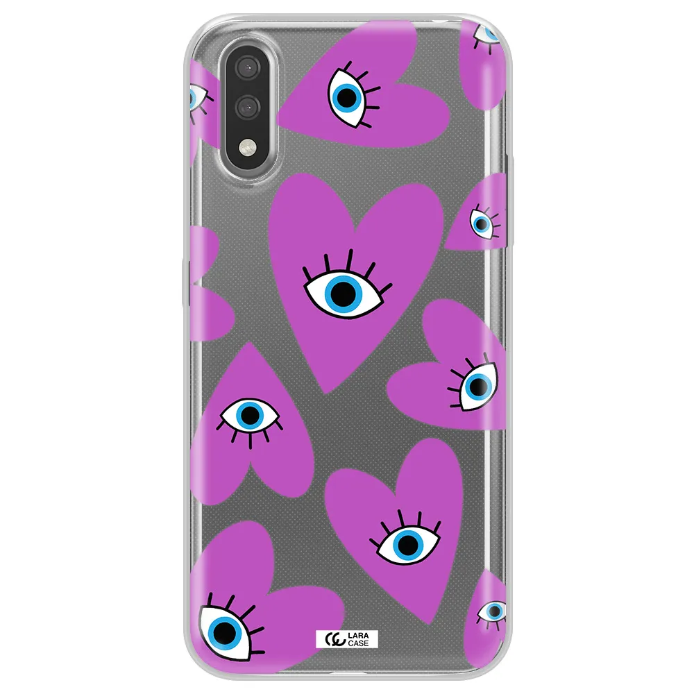 A Purple Heart With Eyes And A Black Eye Samsung A01 Clear Tpu Case