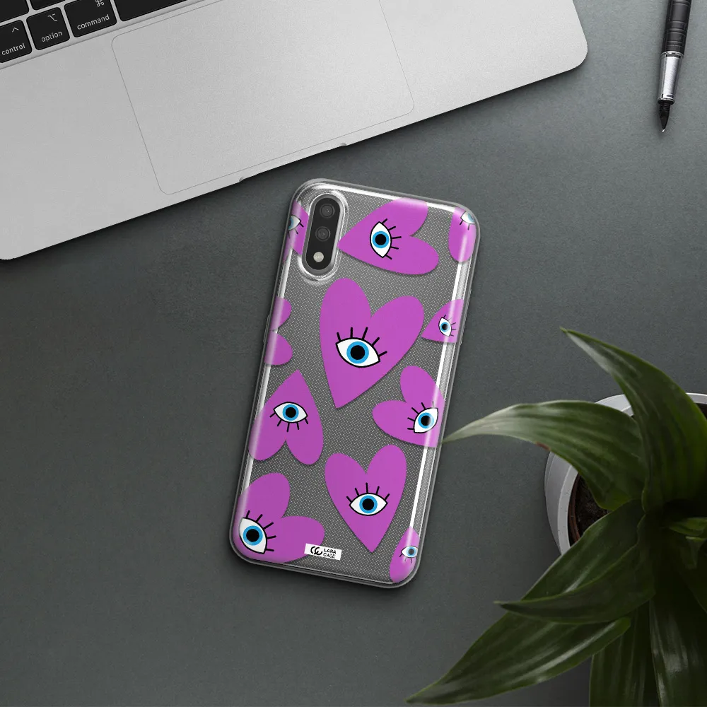 A Purple Heart With Eyes And A Black Eye Samsung A01 Clear Tpu Case