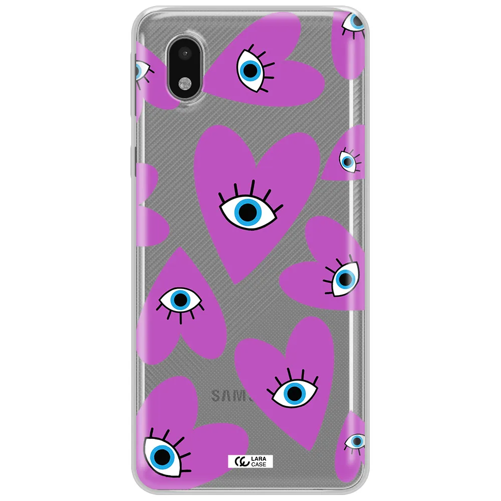 A Purple Heart With Eyes And A Black Eye Samsung A01 Core Clear Tpu Case