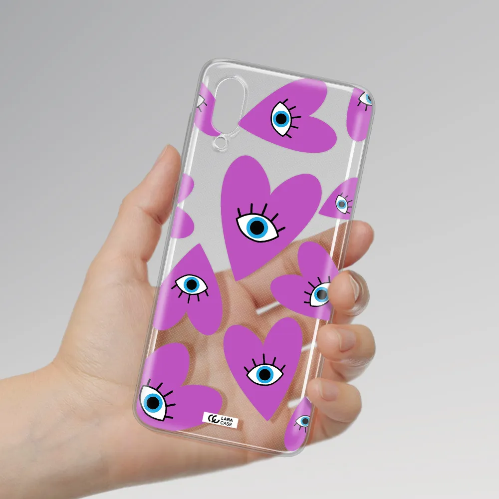 A Purple Heart With Eyes And A Black Eye Samsung A02 Clear Tpu Case