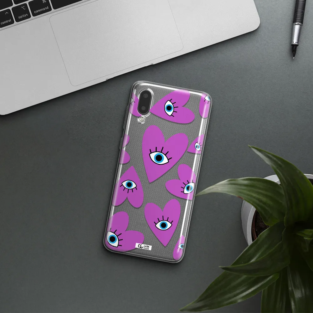 A Purple Heart With Eyes And A Black Eye Samsung A02 Clear Tpu Case