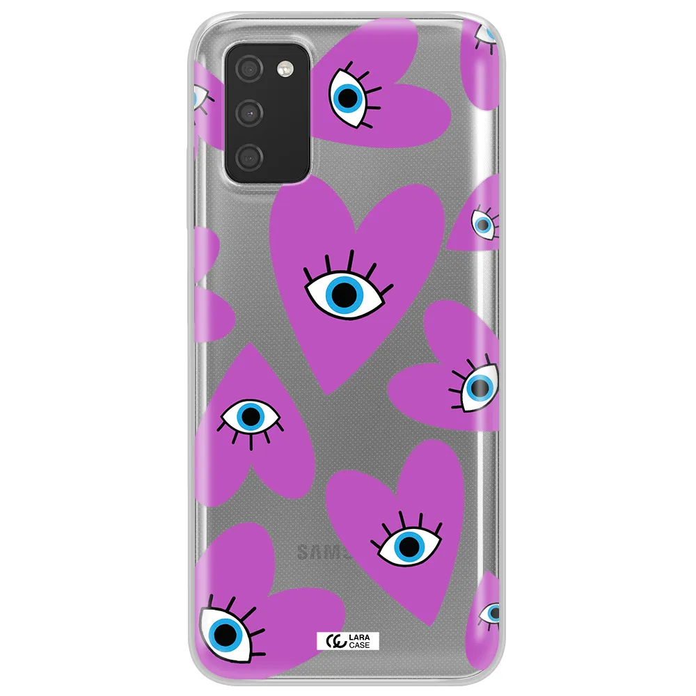 A Purple Heart With Eyes And A Black Eye Samsung A03S Clear Tpu Case