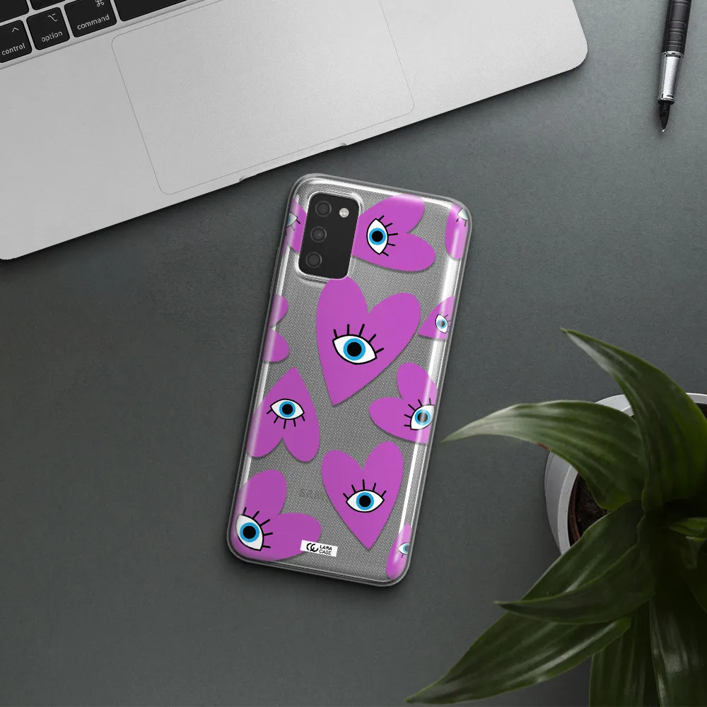 A Purple Heart With Eyes And A Black Eye Samsung A03S Clear Tpu Case