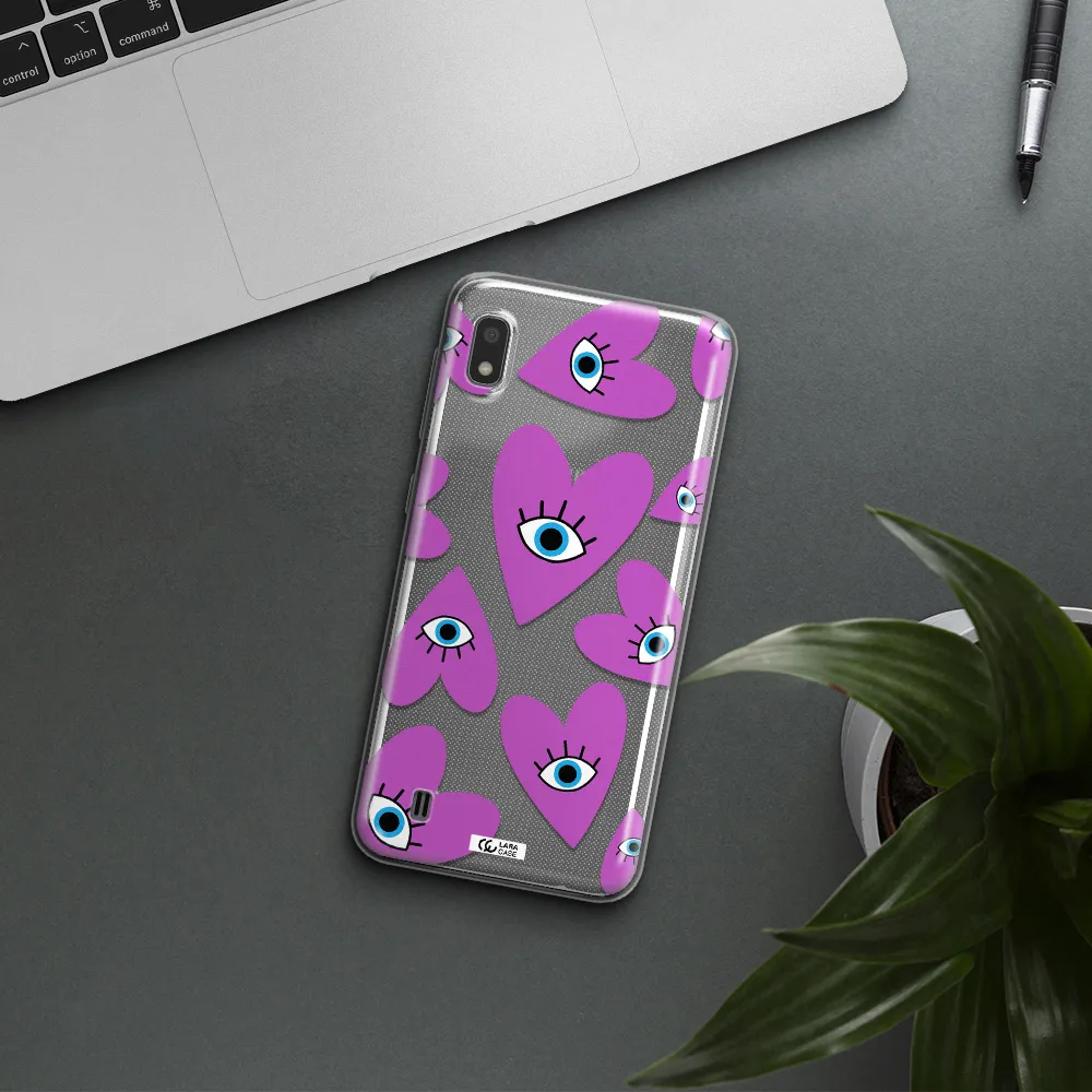 A Purple Heart With Eyes And A Black Eye Samsung A10 Clear Tpu Case