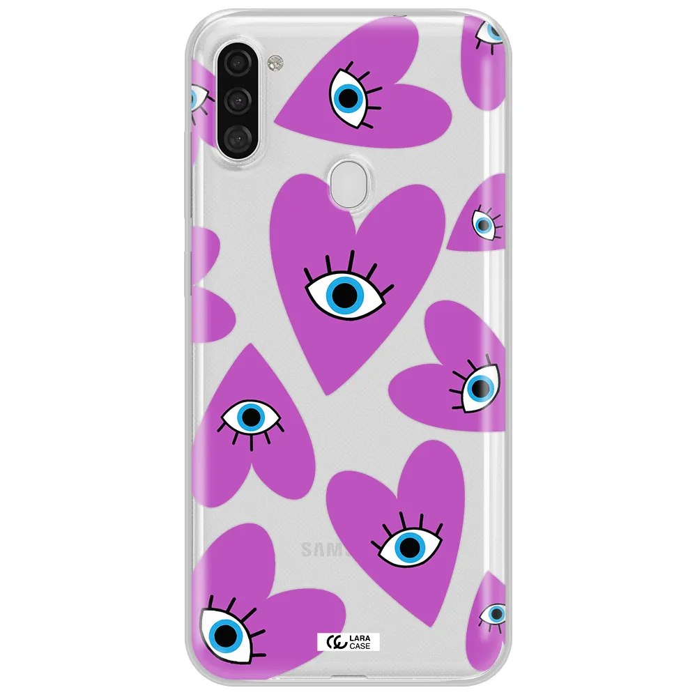 A Purple Heart With Eyes And A Black Eye Samsung A11 Clear Tpu Case