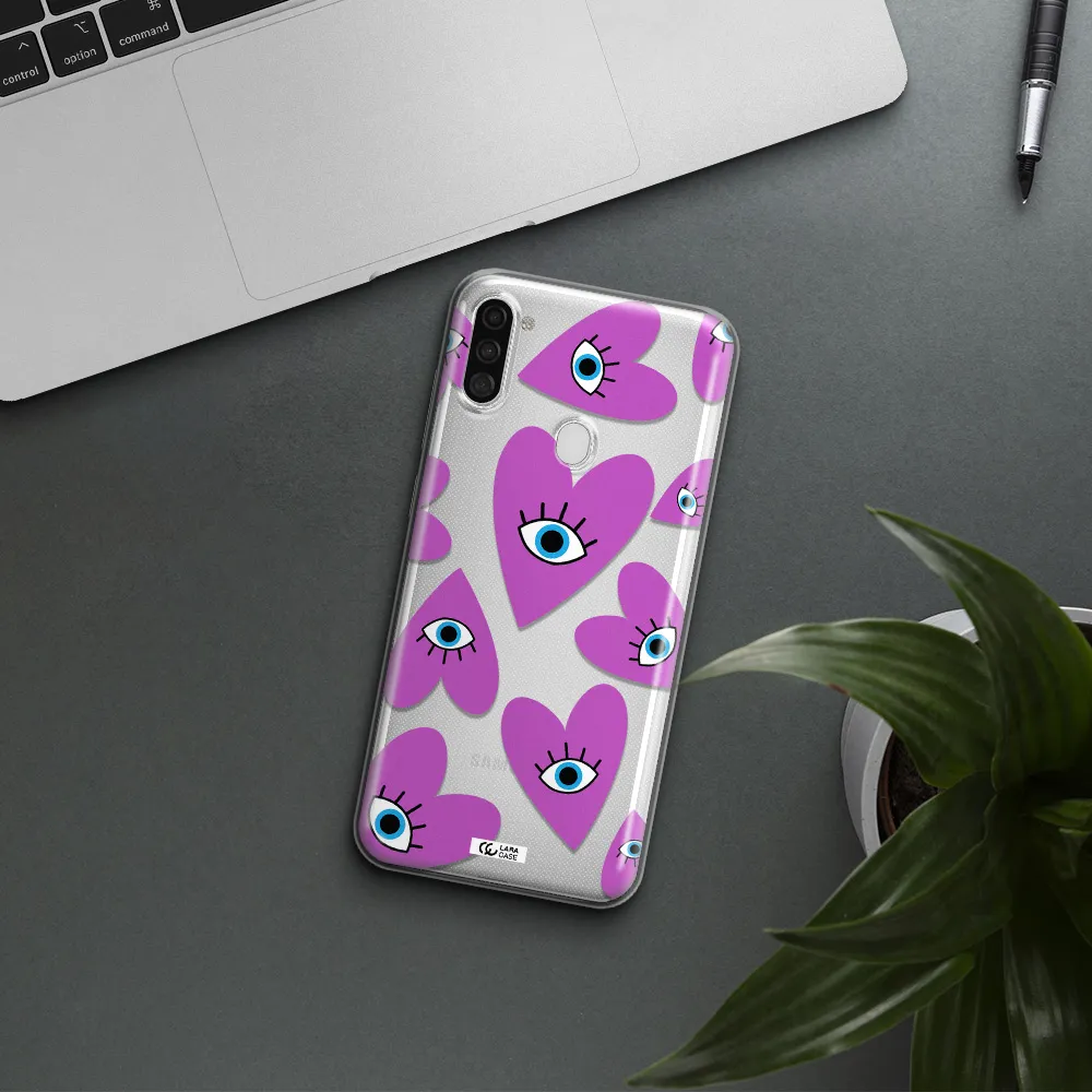 A Purple Heart With Eyes And A Black Eye Samsung A11 Clear Tpu Case