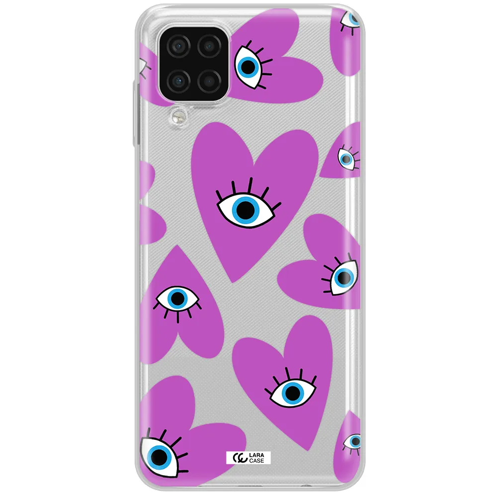 A Purple Heart With Eyes And A Black Eye Samsung A12 4G Clear Tpu Case