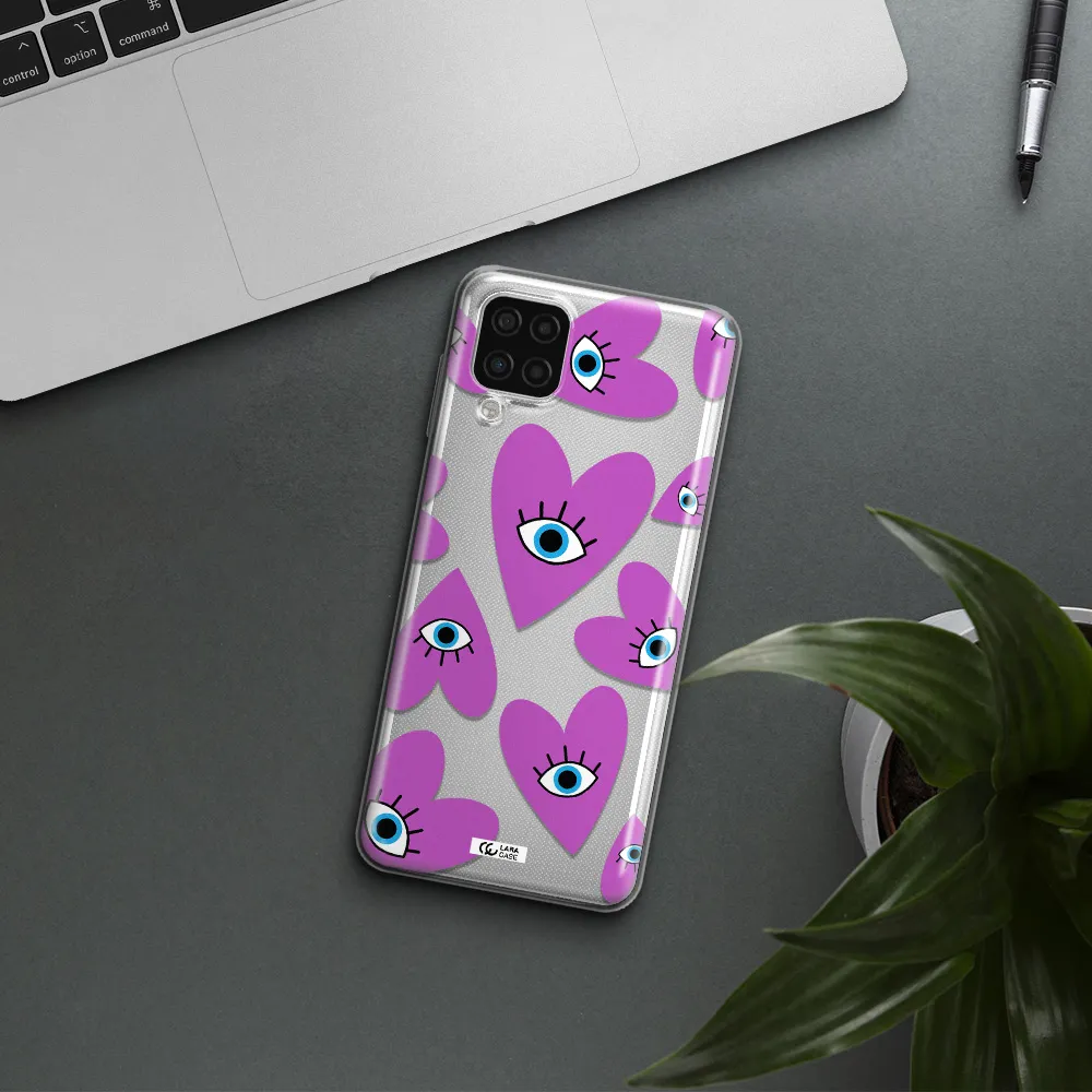 A Purple Heart With Eyes And A Black Eye Samsung A12 4G Clear Tpu Case