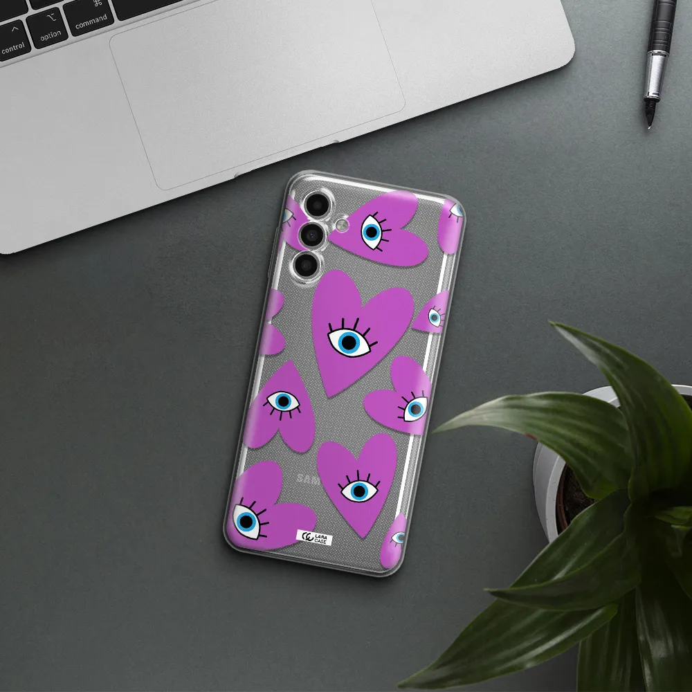 A Purple Heart With Eyes And A Black Eye Samsung A13 5G Clear Tpu Case