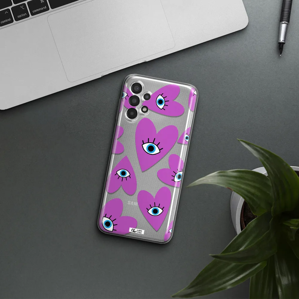 A Purple Heart With Eyes And A Black Eye Samsung A13 Clear Tpu Case