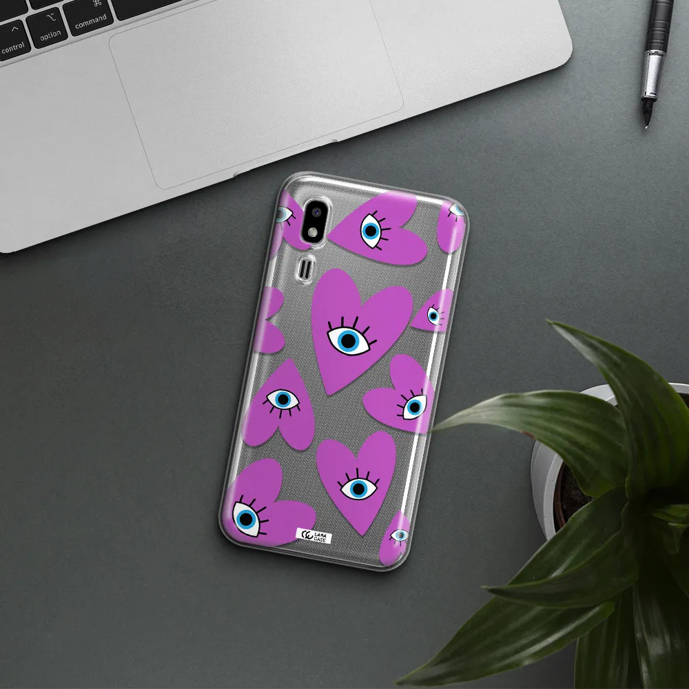 A Purple Heart With Eyes And A Black Eye Samsung A2 Core Clear Tpu Case