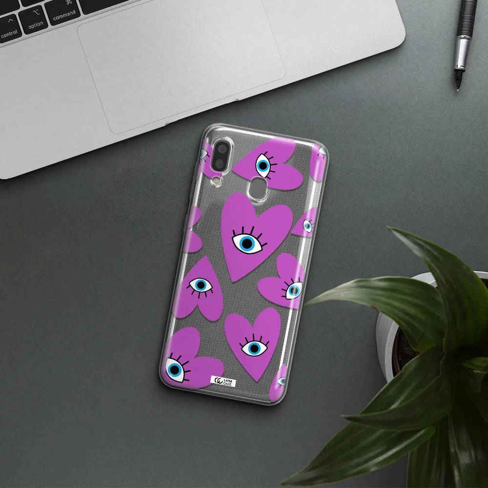 A Purple Heart With Eyes And A Black Eye Samsung A20 Clear Tpu Case