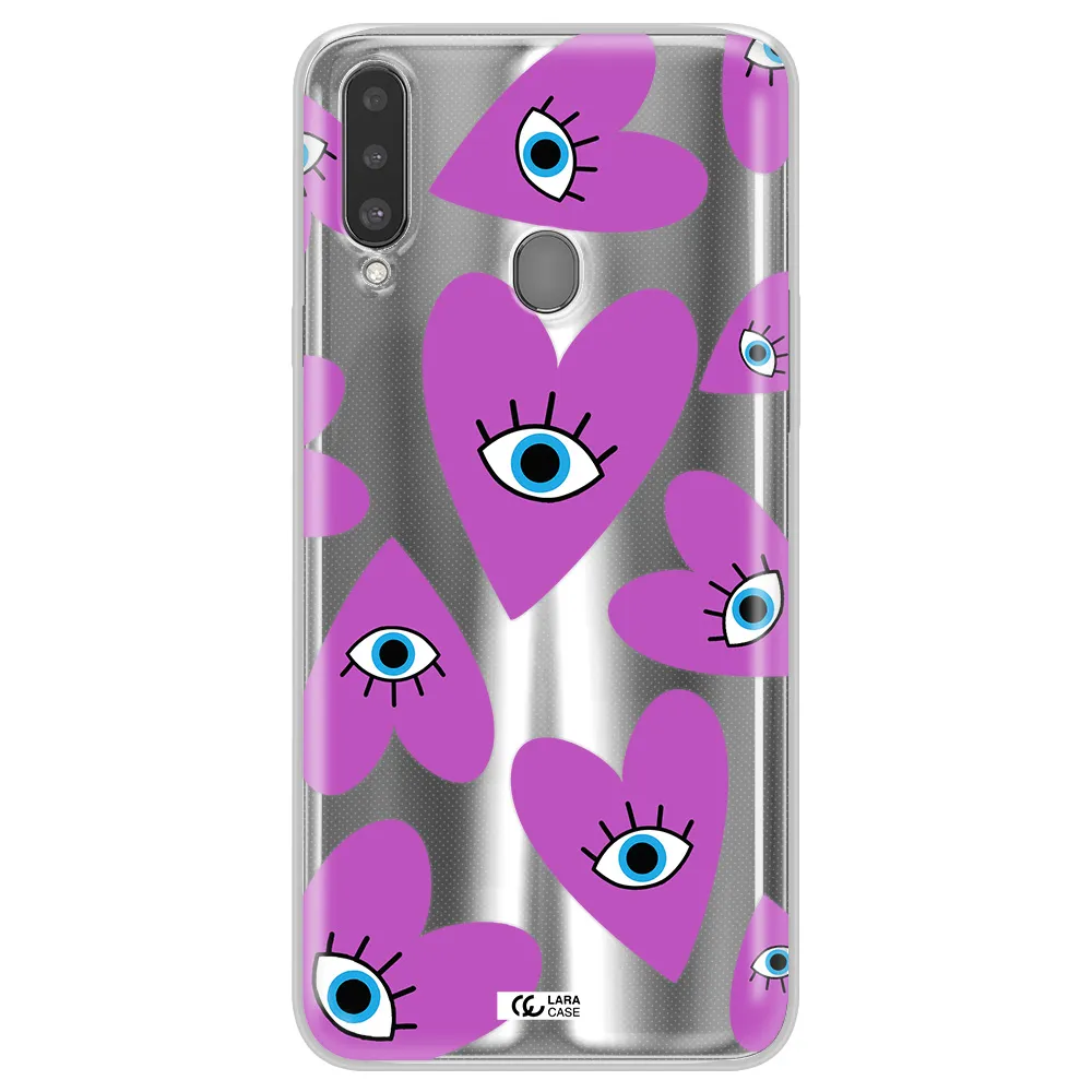 A Purple Heart With Eyes And A Black Eye Samsung A20S Clear Tpu Case