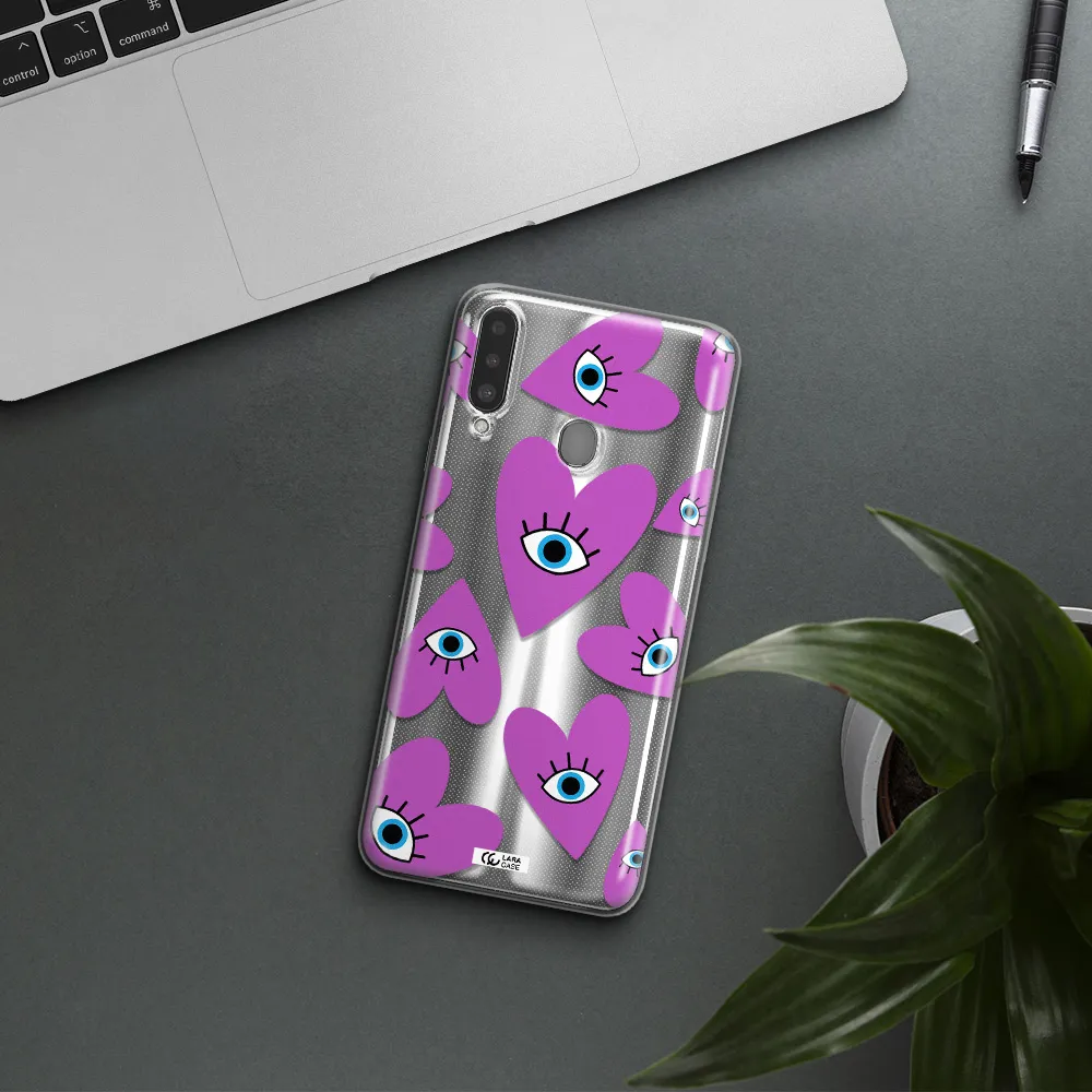 A Purple Heart With Eyes And A Black Eye Samsung A20S Clear Tpu Case