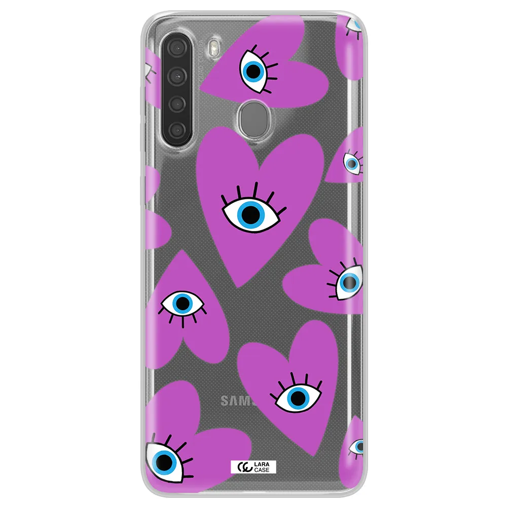 A Purple Heart With Eyes And A Black Eye Samsung A21 Clear Tpu Case