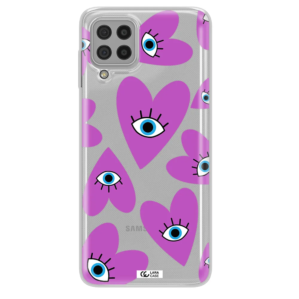 A Purple Heart With Eyes And A Black Eye Samsung A22 4G Clear Tpu Case