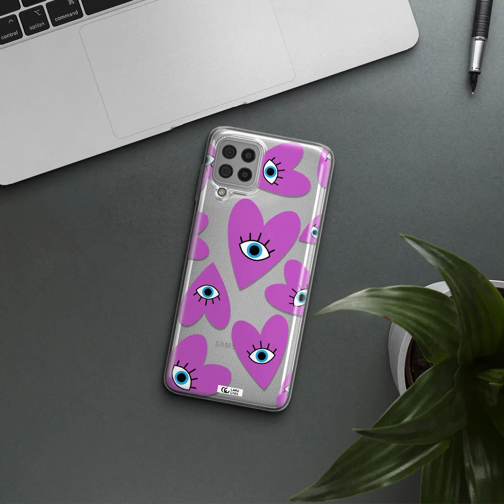 A Purple Heart With Eyes And A Black Eye Samsung A22 4G Clear Tpu Case