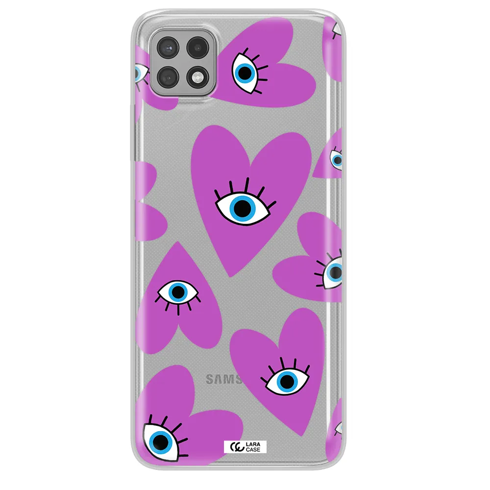 A Purple Heart With Eyes And A Black Eye Samsung A22 5G Clear Tpu Case