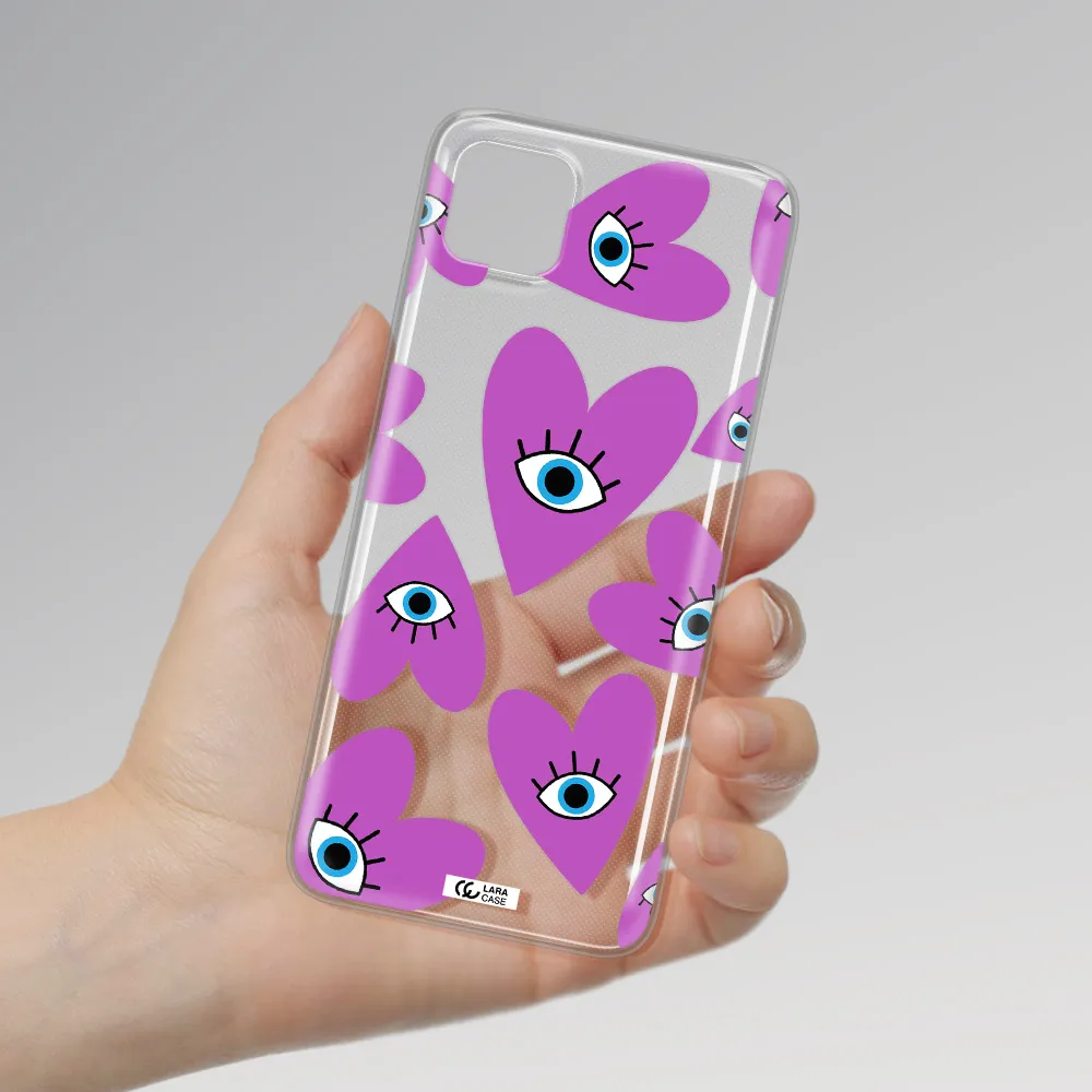A Purple Heart With Eyes And A Black Eye Samsung A22 5G Clear Tpu Case