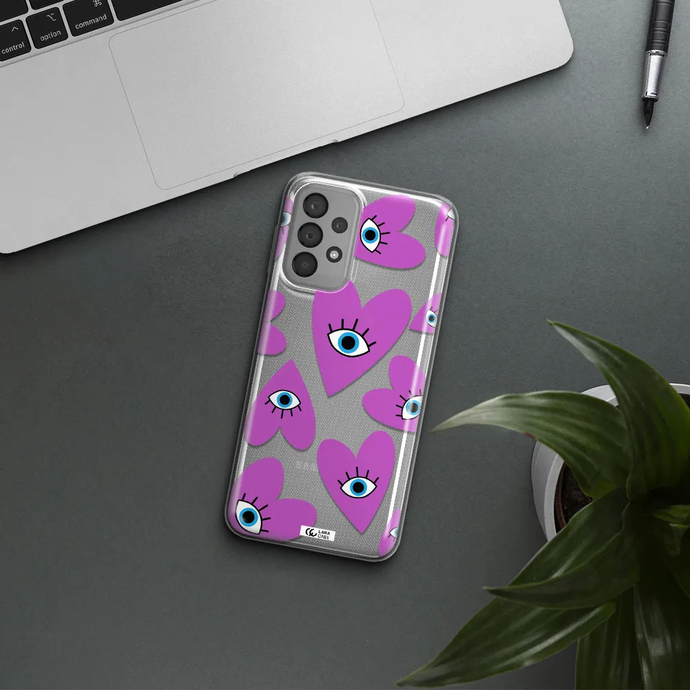 A Purple Heart With Eyes And A Black Eye Samsung A23 Clear Tpu Case