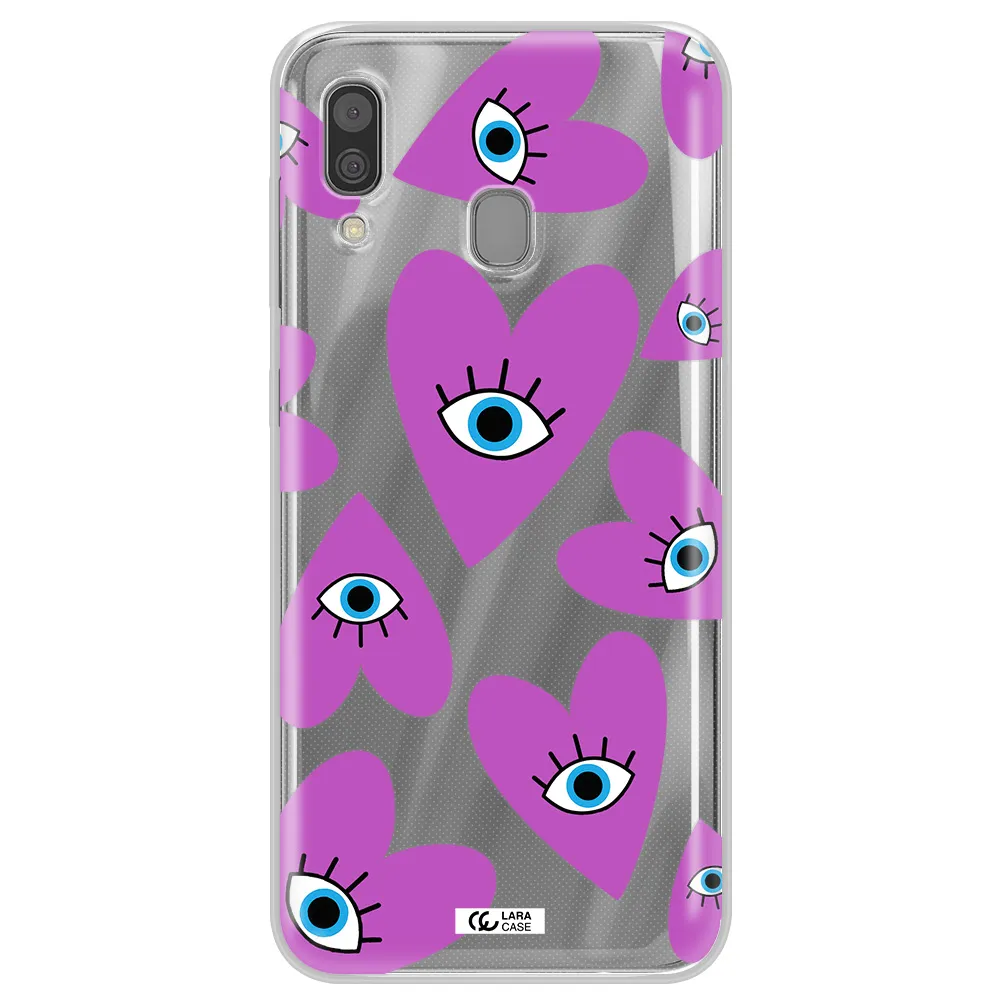 A Purple Heart With Eyes And A Black Eye Samsung A30 Clear Tpu Case