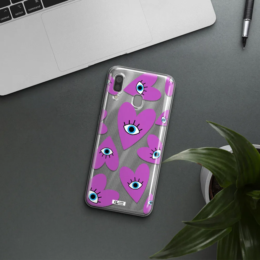 A Purple Heart With Eyes And A Black Eye Samsung A30 Clear Tpu Case
