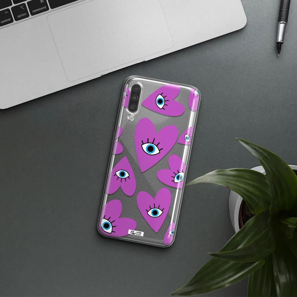 A Purple Heart With Eyes And A Black Eye Samsung A30S Clear Tpu Case