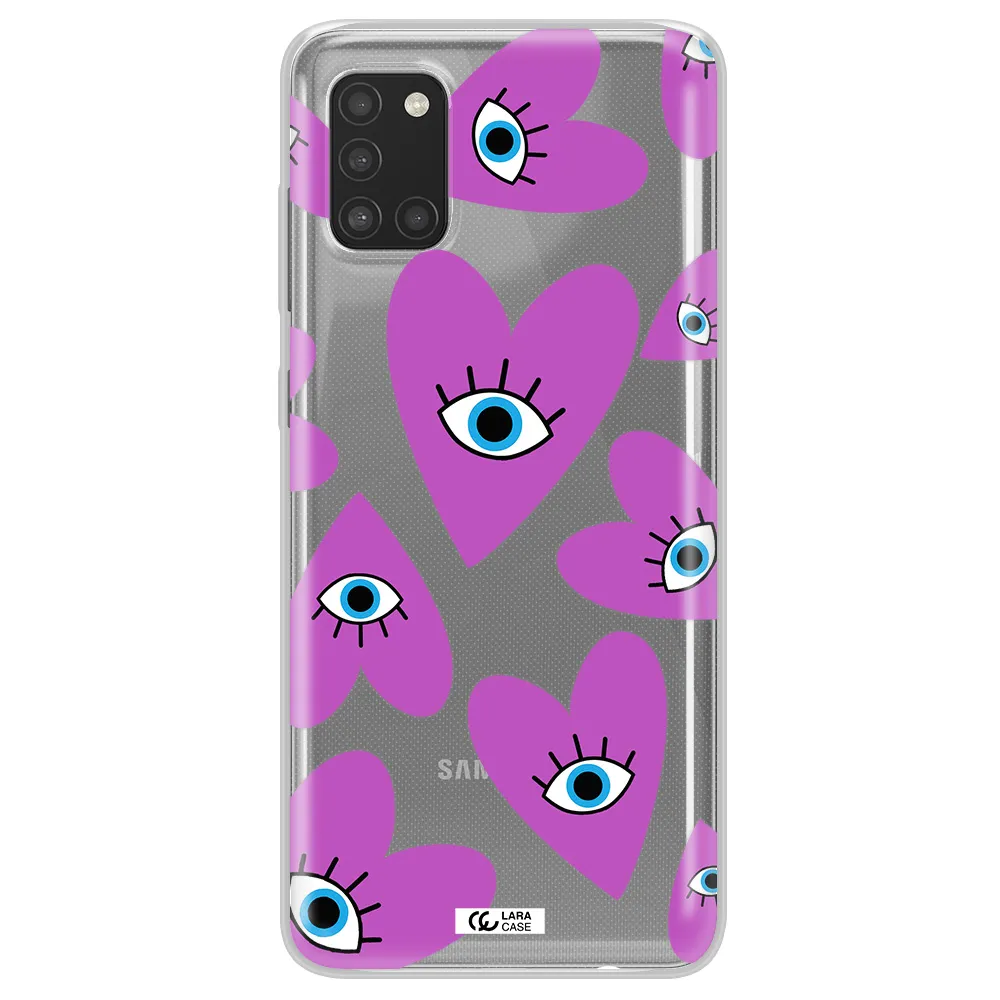 A Purple Heart With Eyes And A Black Eye Samsung A31 Clear Tpu Case