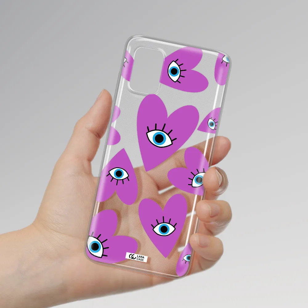 A Purple Heart With Eyes And A Black Eye Samsung A31 Clear Tpu Case
