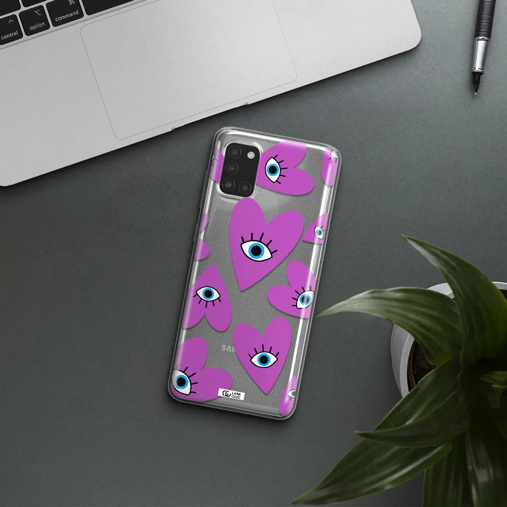 A Purple Heart With Eyes And A Black Eye Samsung A31 Clear Tpu Case