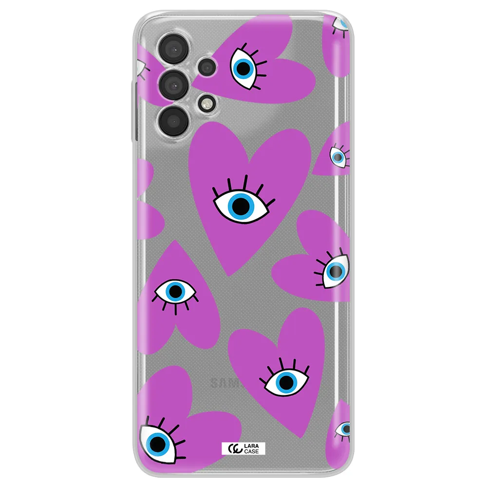 A Purple Heart With Eyes And A Black Eye Samsung A32 Clear Tpu Case
