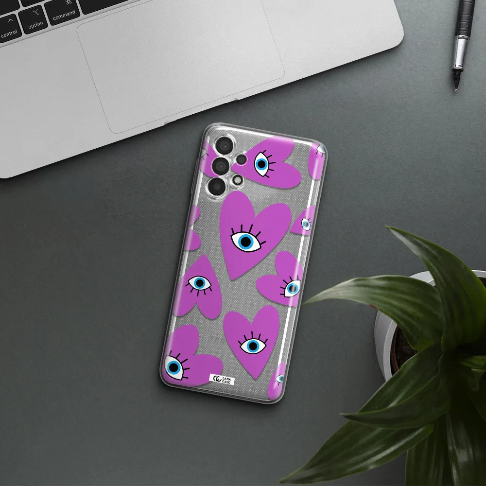 A Purple Heart With Eyes And A Black Eye Samsung A32 Clear Tpu Case
