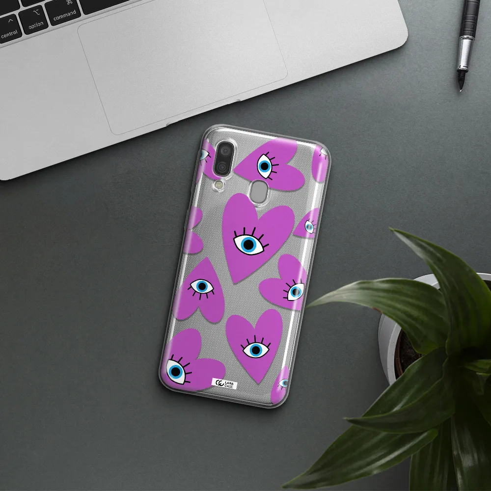 A Purple Heart With Eyes And A Black Eye Samsung A40 Clear Tpu Case