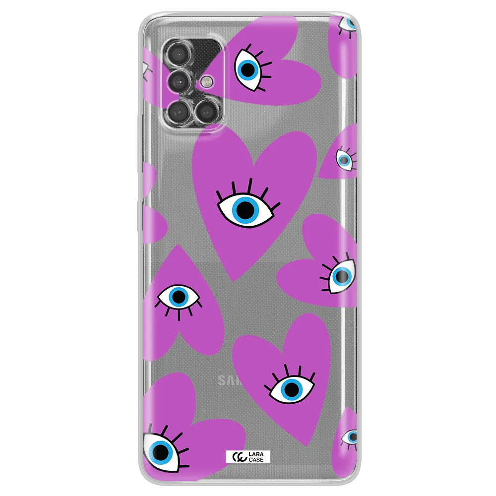 A Purple Heart With Eyes And A Black Eye Samsung A40S Clear Tpu Case