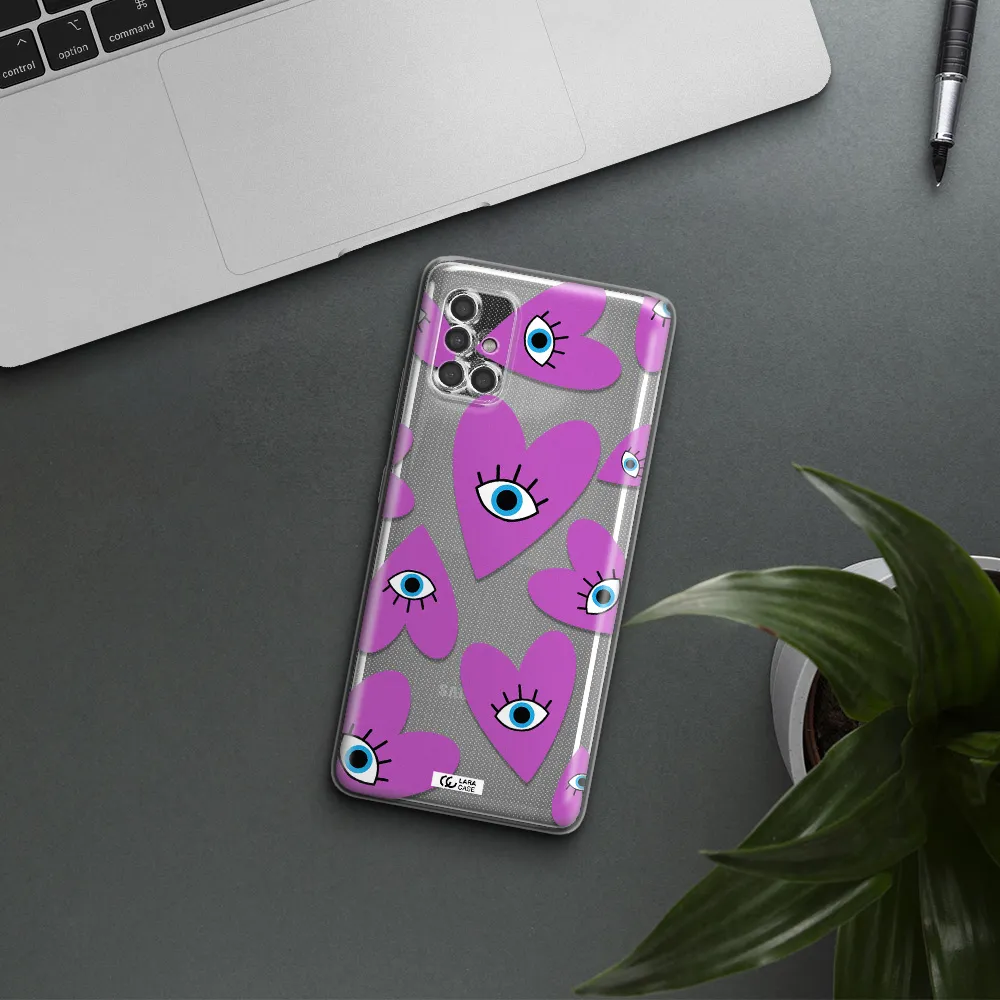 A Purple Heart With Eyes And A Black Eye Samsung A40S Clear Tpu Case