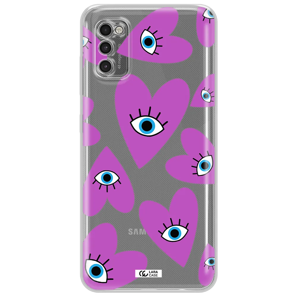 A Purple Heart With Eyes And A Black Eye Samsung A41 Clear Tpu Case