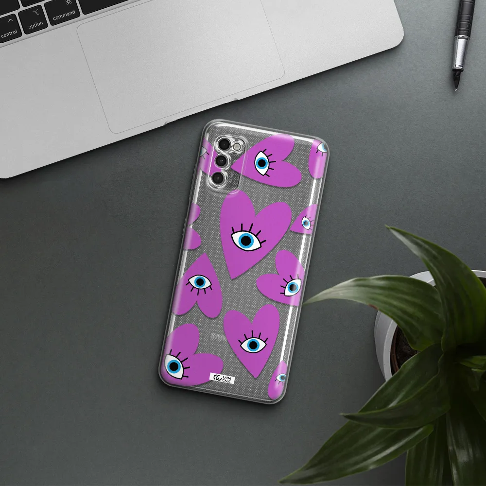 A Purple Heart With Eyes And A Black Eye Samsung A41 Clear Tpu Case