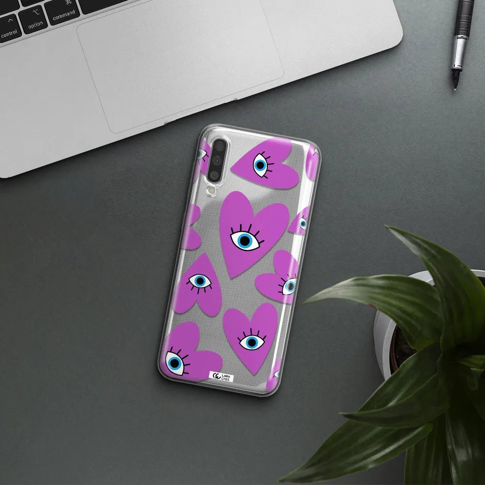 A Purple Heart With Eyes And A Black Eye Samsung A50 Clear Tpu Case
