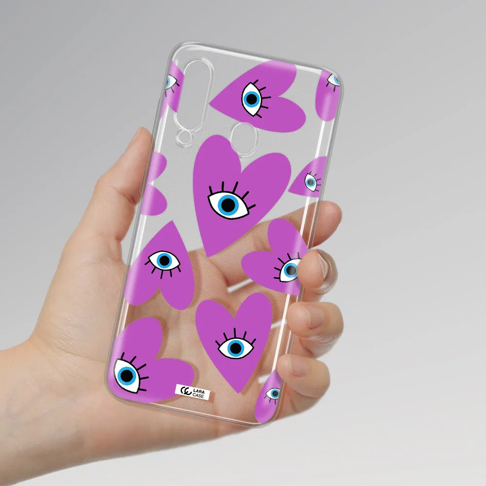 A Purple Heart With Eyes And A Black Eye Samsung A60 Clear Tpu Case