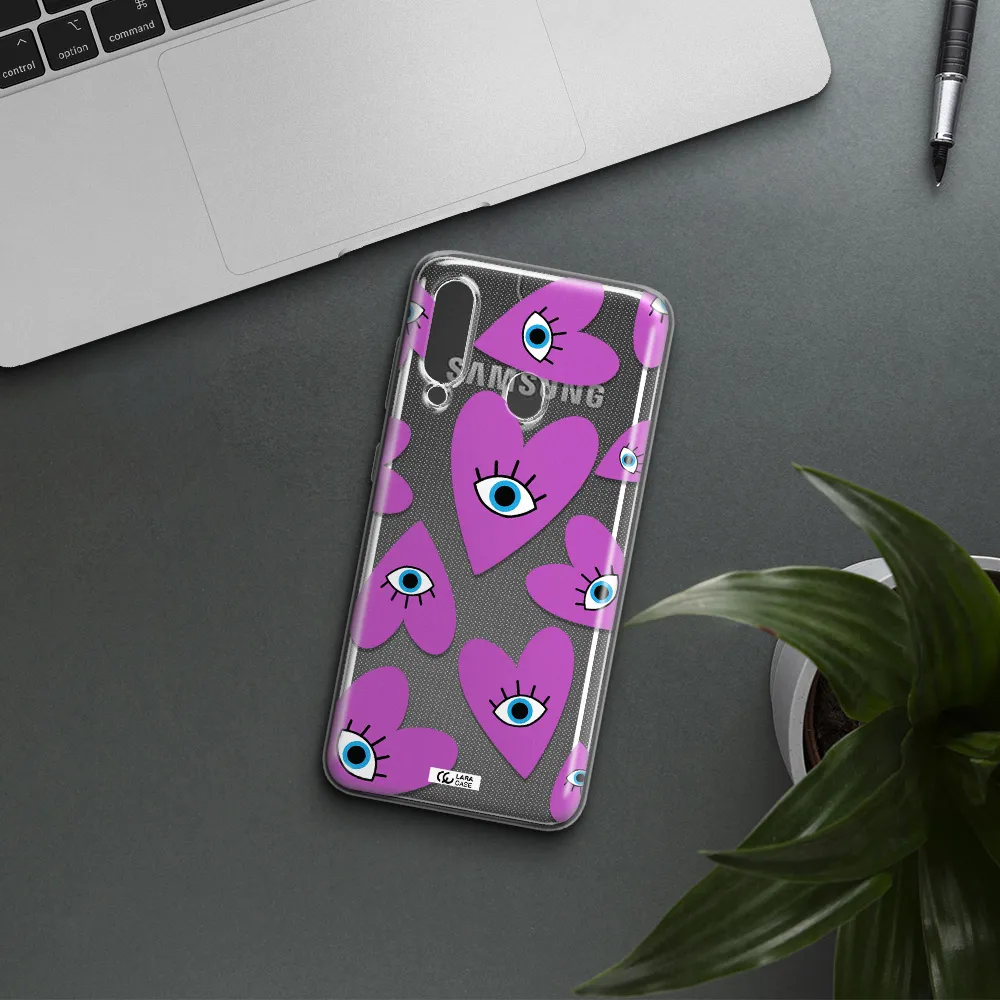 A Purple Heart With Eyes And A Black Eye Samsung A60 Clear Tpu Case