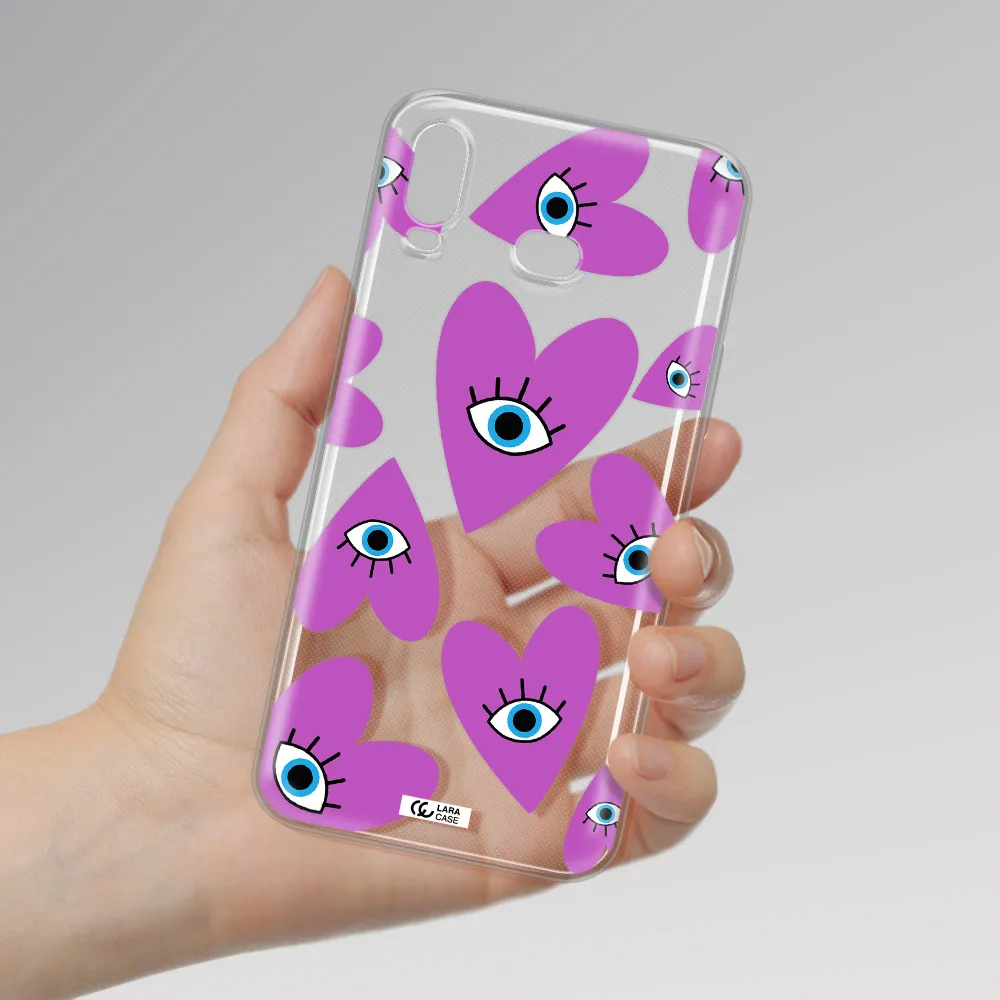 A Purple Heart With Eyes And A Black Eye Samsung A6S Clear Tpu Case