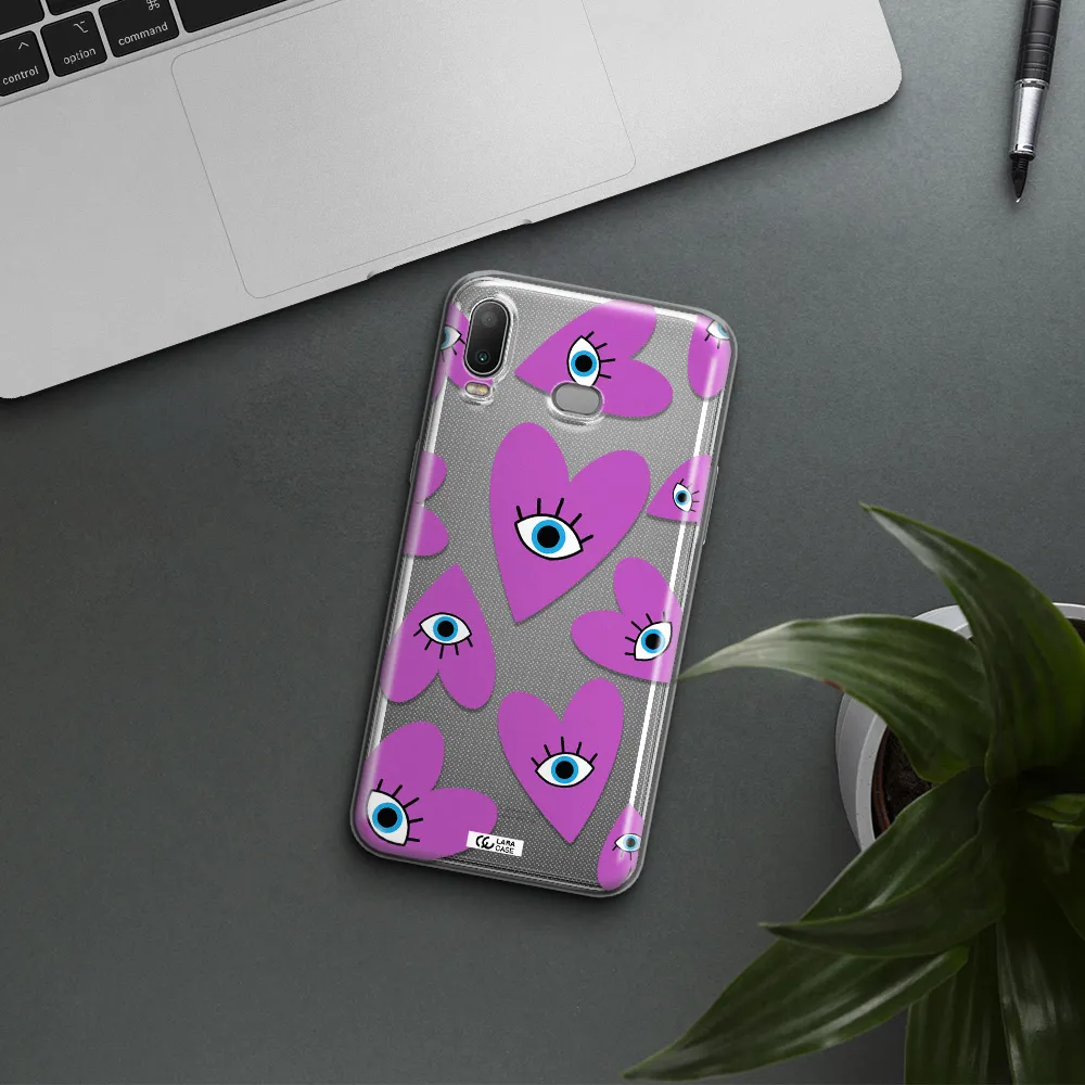 A Purple Heart With Eyes And A Black Eye Samsung A6S Clear Tpu Case