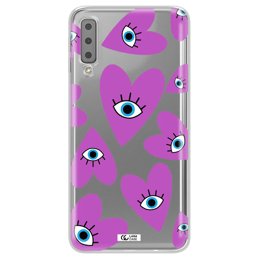 A Purple Heart With Eyes And A Black Eye Samsung A7 2018 Clear Tpu Case